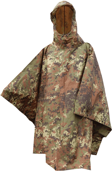 Italian Military Vegetato Poncho - Mil-tec Waterproof Poncho Ripstop (369x600), Png Download