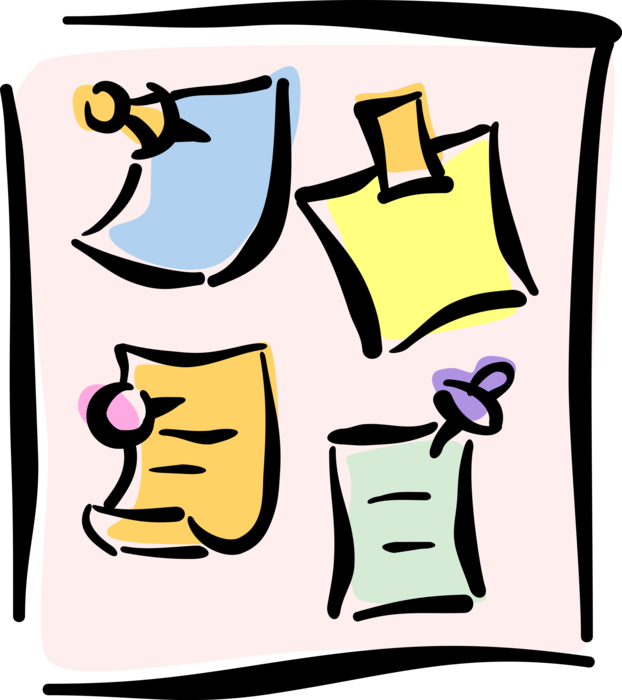 Vector Illustration Of Push Pins Or Thumb Tacks Fasten - Clip Art (622x700), Png Download