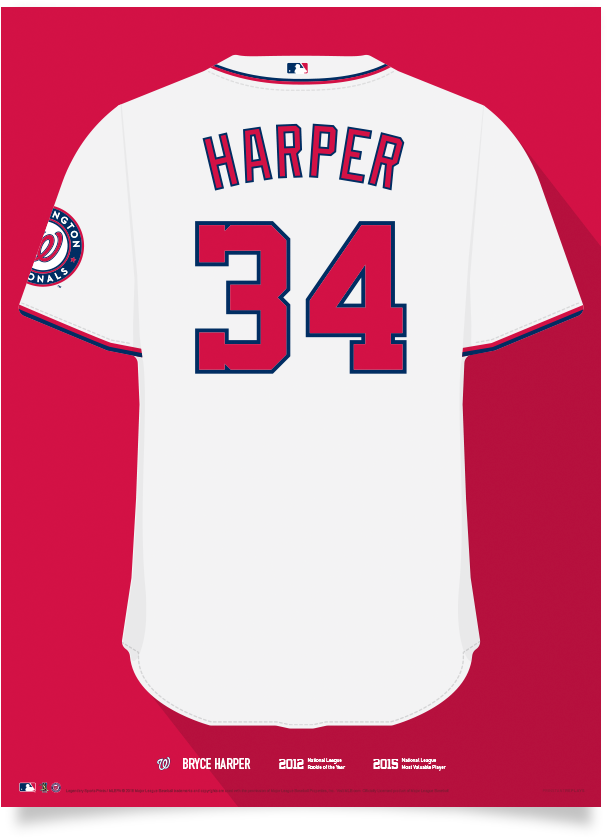 Nationals Bryce Harper Jersey Poster - Mlb Men's Washington Nationals Bryce Harper Baseball (639x848), Png Download