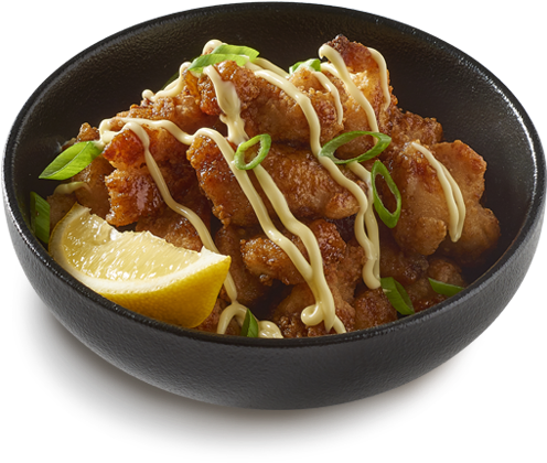 Bite Sized Crumbed Karaage Chicken Topped With Sweet - Lemon Chicken (600x455), Png Download