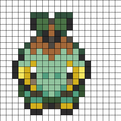 Turtwig Overworld Sprite Perler Bead Pattern / Bead - Gingerbread Pixel Art Minecraft (420x420), Png Download
