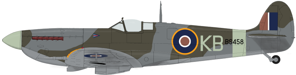 Profile Depicting Spitfire F Ix Bs458 'kb' At North - Wwii Fighter Planes Side View (1000x275), Png Download