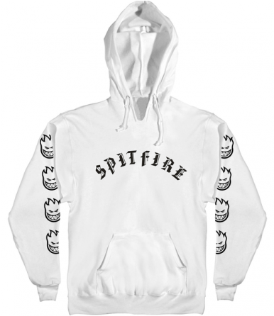 Spitfire Sweat Hood Old E Emb White Black - Longsleeve Spitfire Old-e - Größe: M - Farbe: Grau (560x445), Png Download