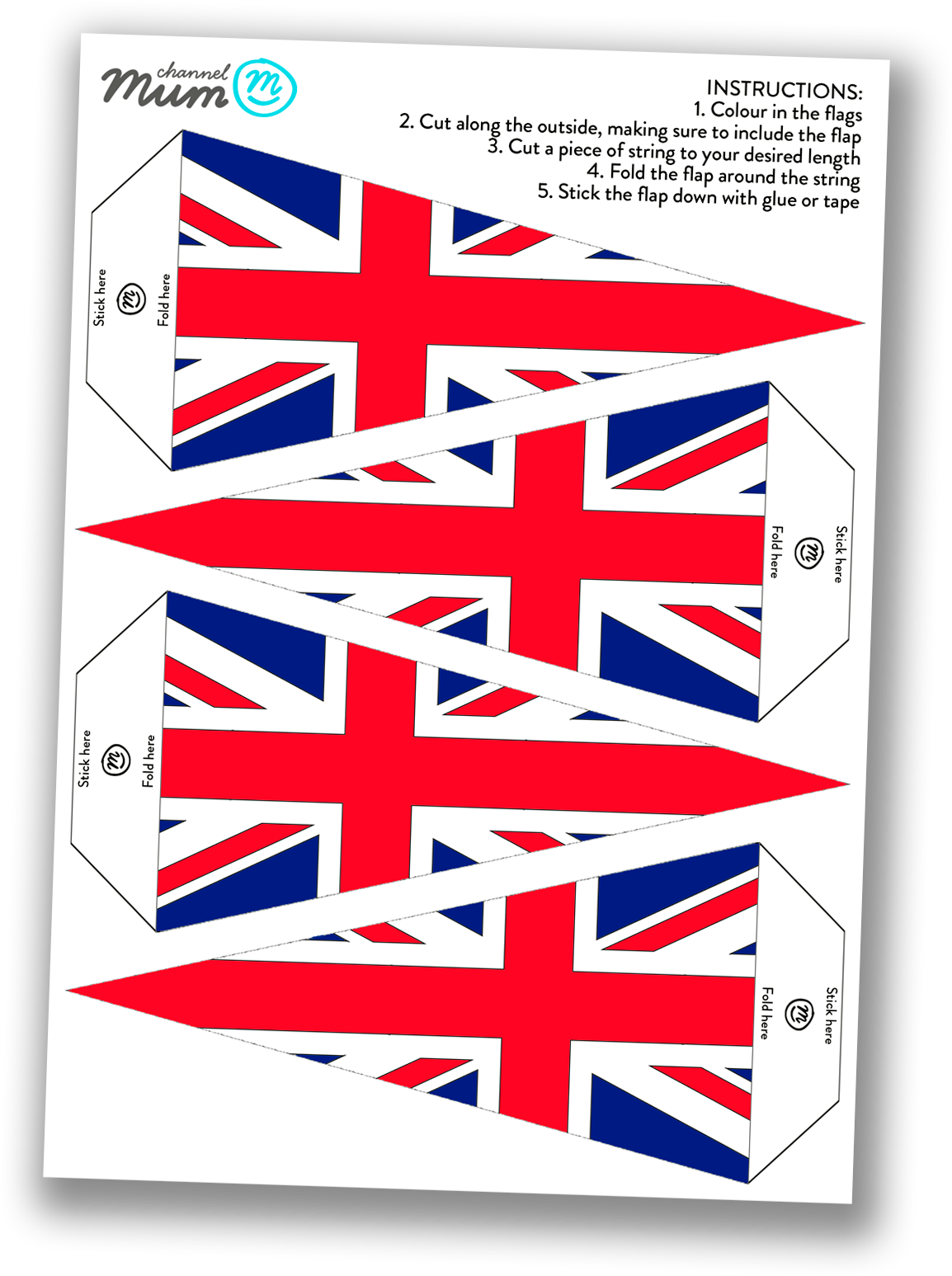 Coloured Union Flag Bunting - Channel Mum (1200x1800), Png Download