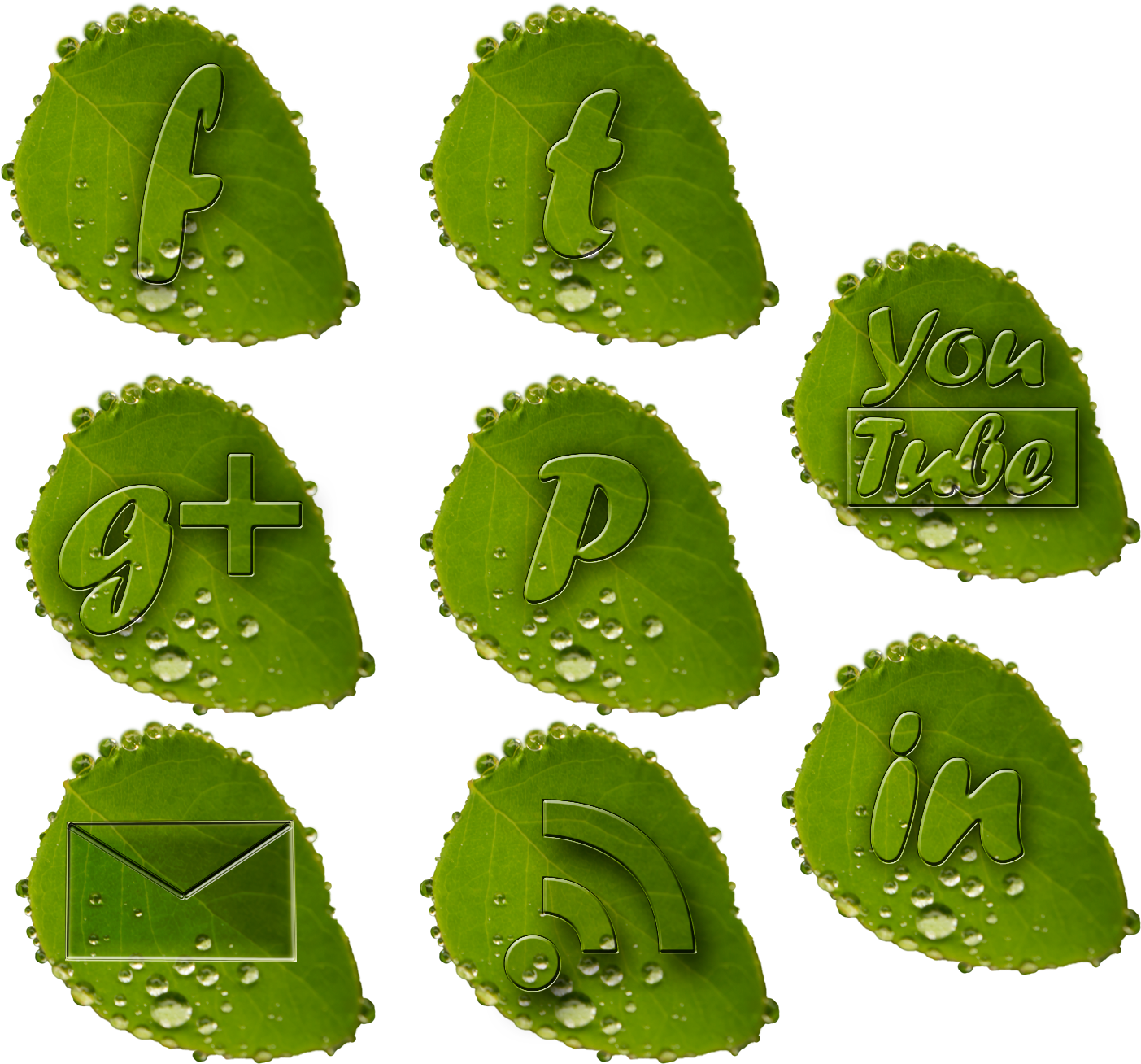 Free Social Media Icon Set Rainy Style - Social Media Icons Green Png (1402x1348), Png Download