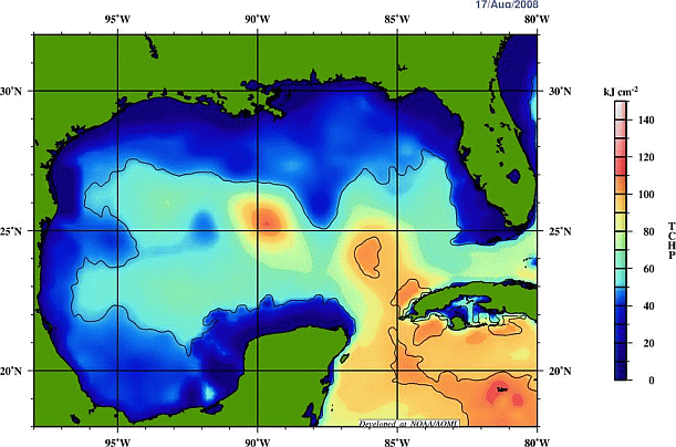 Gulf Of Mexico Txhp - Mixed Layer Depth Map Gulf Of Mexico (611x404), Png Download