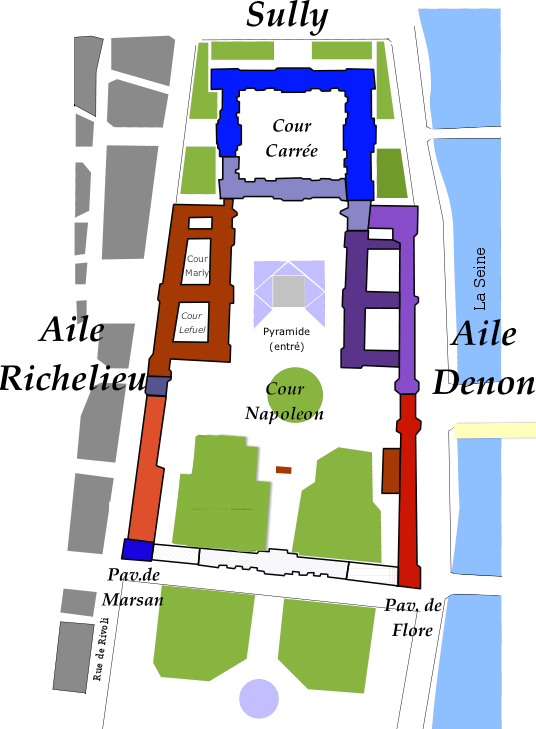 Plan Louvre Modifié 1 - Plan Du Musée Du Louvre (536x729), Png Download