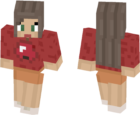 Apple Girl *new Hair Shading* - Minecraft Skins Blackflash (584x497), Png Download