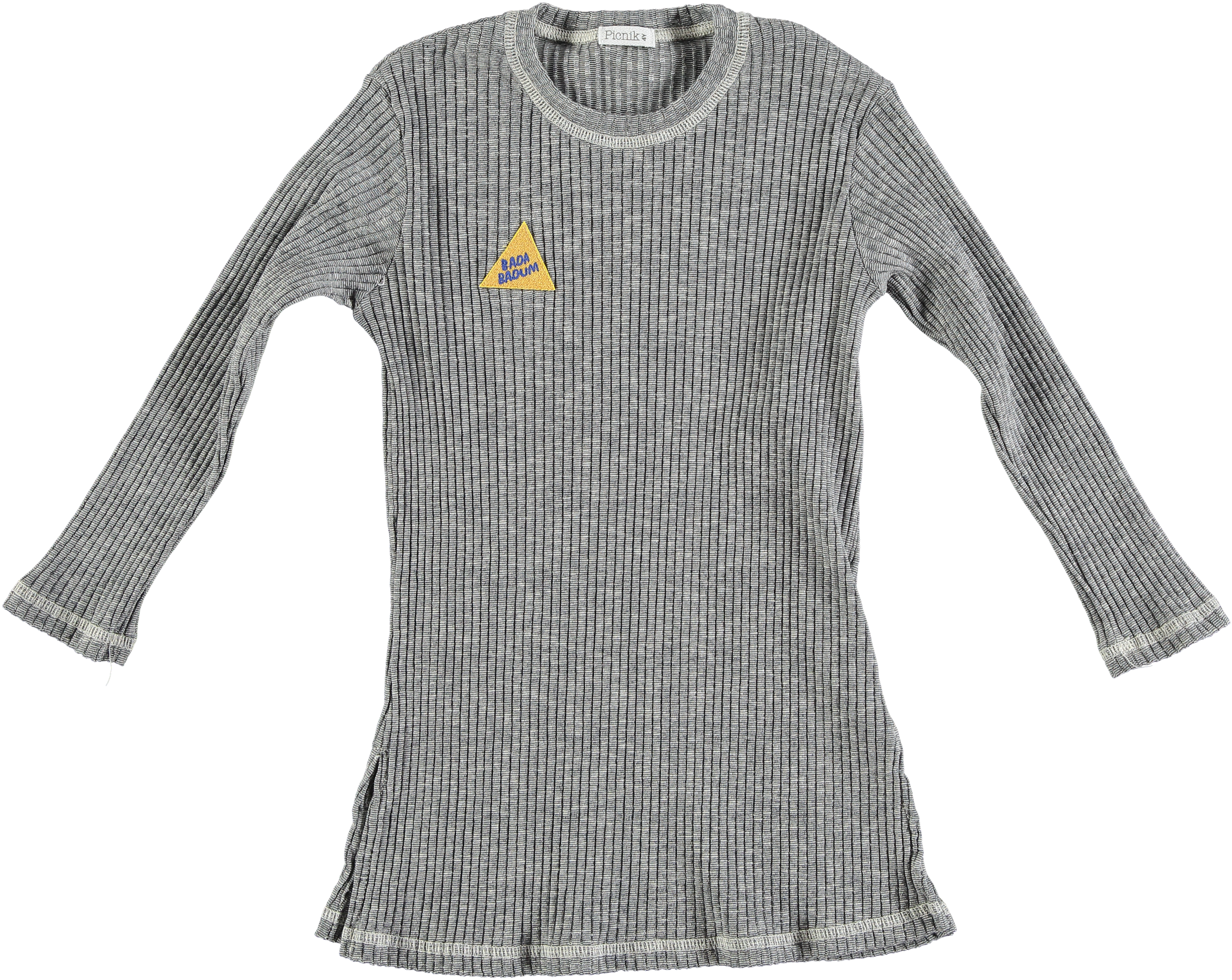 Picnik Grey Ribbed Dress - Oui Grey Ribbed Knit Dress Colour (3238x2576), Png Download