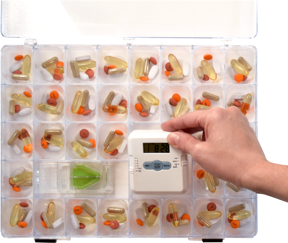 Ez View Complete Monthly Pill Organizer With Removable - Ez View Complete Monthly Pill Organiser With Removable (1000x855), Png Download