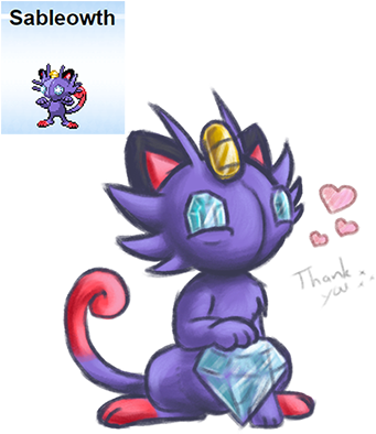 I've Always Loved The Look Of Sableye And His Gem Eyes, - Cartoon (350x411), Png Download