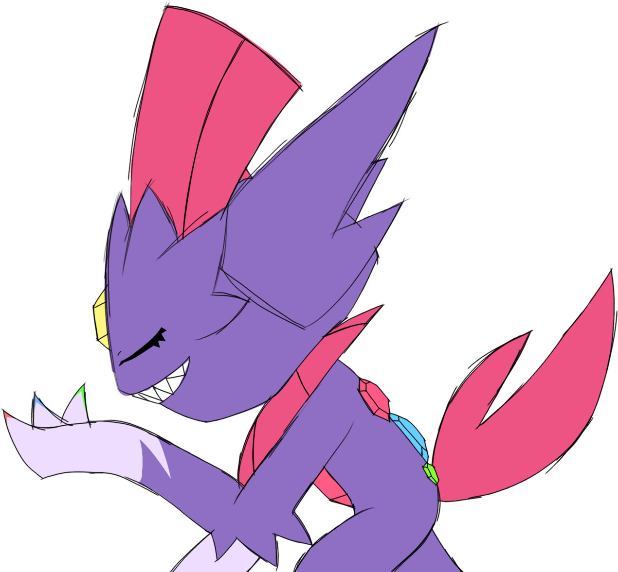 Pokemon Sableye Weavile Fusion Sketch Weavileye Idk - Portable Network Graphics (1280x1180), Png Download