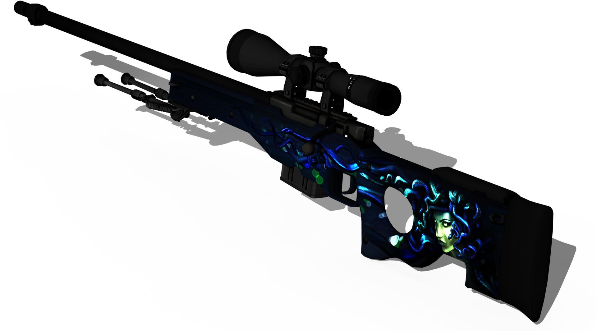 Awp Medusa Handwraps Gloves Cobalt Skull Png Awp Medusa - Sniper Rifle (1920x1080), Png Download
