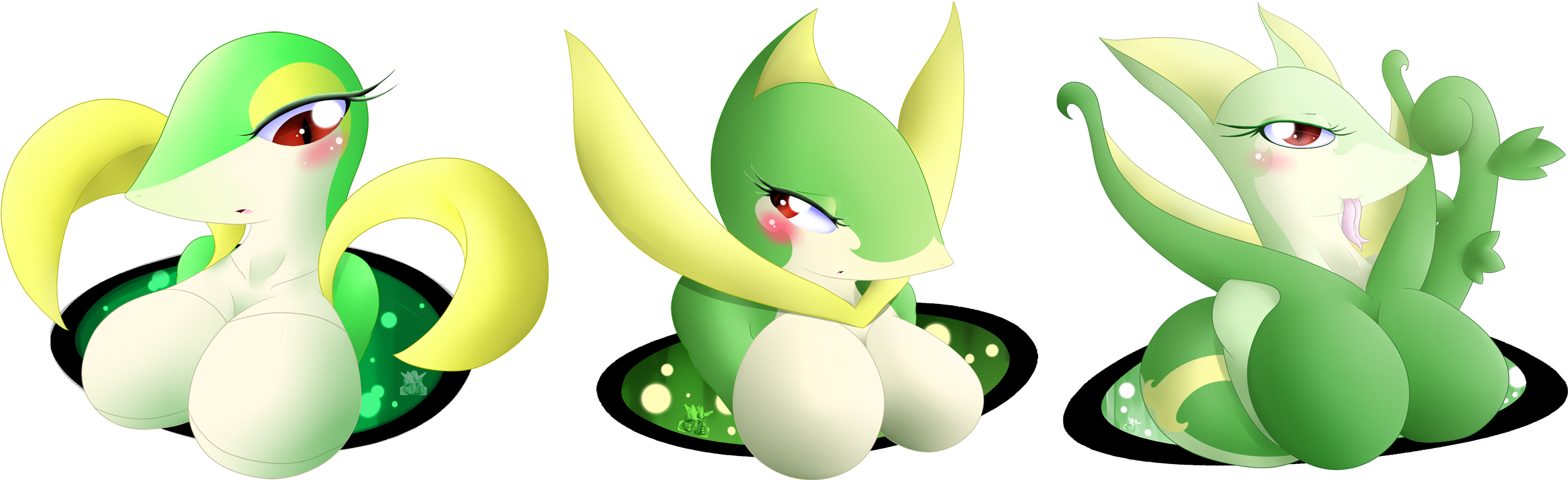 Snivy Line Busts (2655x800), Png Download