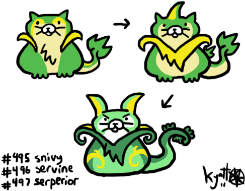 Anyway, Today's Entry Is Snivy, The Snake In The Grass - Cartoon (500x400), Png Download