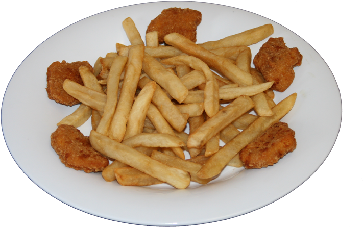 Nuggets De Pollo, Papas Fritas Y Soda - French Fries (800x501), Png Download
