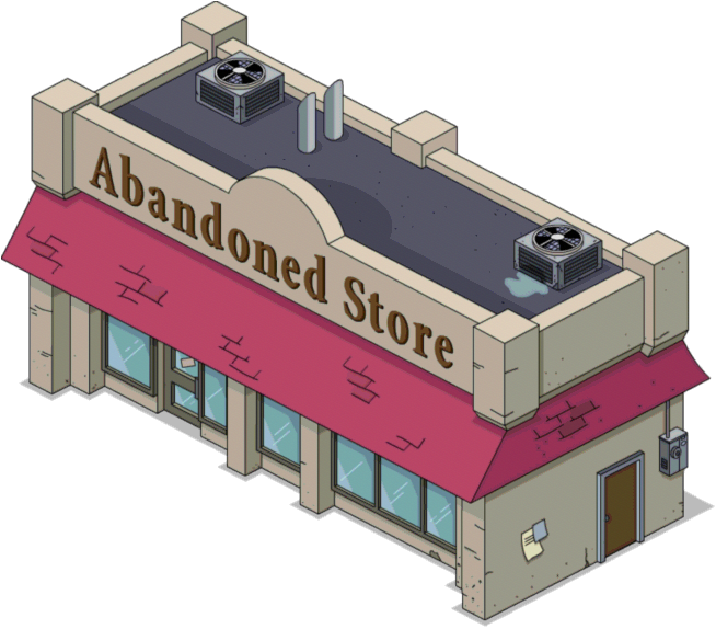 Abandoned Store - Simpsons Abandoned Store (654x574), Png Download