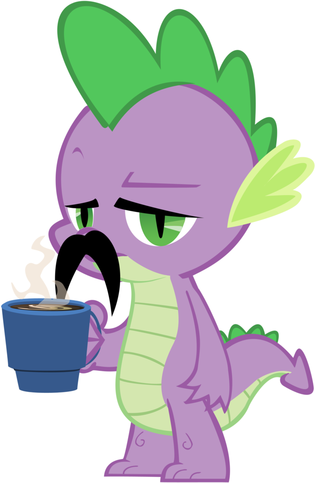 Kyute-kitsune, Coffee, Facial Hair, Moustache, Safe, - Spike (956x1024), Png Download