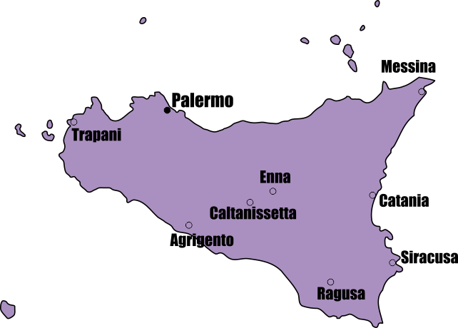 Sicily Italy Sicily Italy Map - Sicily (642x460), Png Download