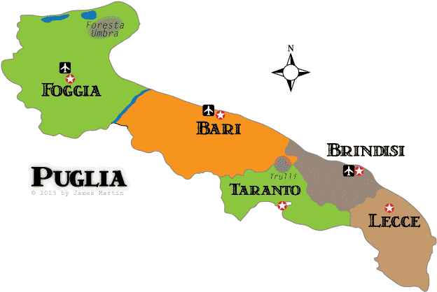 Explore The Heel Of Italy's Boot, The Next Tuscany - Puglia Map (673x495), Png Download
