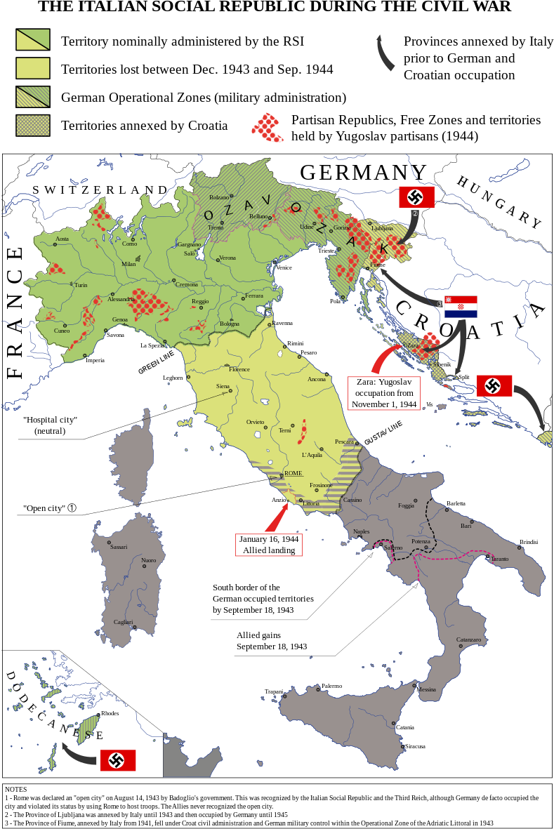 Italian Civil War 1943-1945 By Emanuele Mastrangelo - Map Of Italy 1943 (800x1200), Png Download