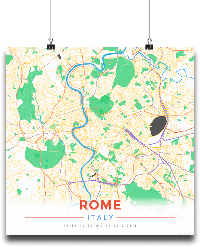 Premium Map Poster Of Rome Italy - Butler (683x1024), Png Download