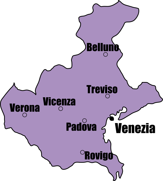 Veneto Italy Veneto Map - Major Cities In Veneto (642x713), Png Download