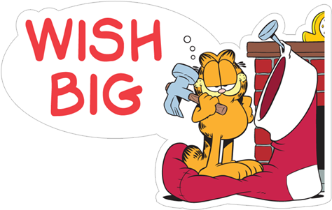 Wish Big - Garfield Face (490x317), Png Download