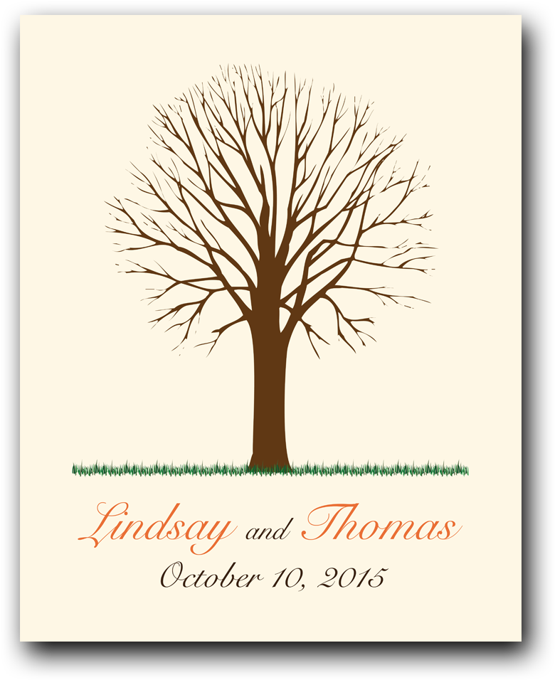 Fall Tree Thumbprint Tree - Live In The Moment Tile Coaster (1000x1000), Png Download