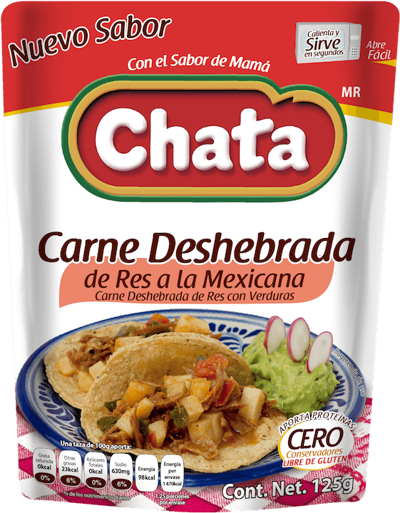 Chata Carne Deshebrada De Res A La Mexicana 125g - Chata Chicken With Mole Sauce (600x771), Png Download