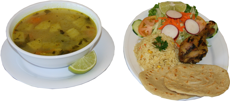 Caldo De Gallina Salvadorena [4] - Pupuseria Cuzcatlan (900x421), Png Download