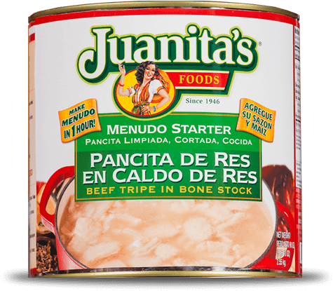 90 Oz - - Juanita's Foods Hot & Spicy Menudo, 25 Oz (800x443), Png Download