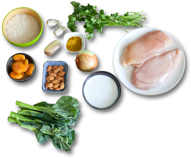 Chicken & Apricot Coconut Curry With Basmati Rice - Rice (700x615), Png Download