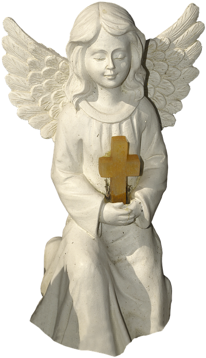 Figure, Angel, Cross, Kneeling, Cherub, Ceramic - Angel Cerámica Png (450x720), Png Download
