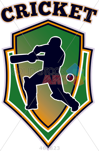 Stock Illustration Of Illustrated Cricket Player Silhouette - Kickball (330x500), Png Download