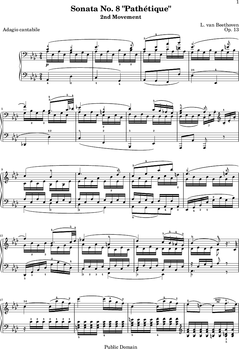 Page 1 - Beethoven Adagio Cantabile (765x1118), Png Download
