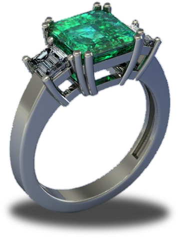 Precious Gemstones Emerald Center Stone - Ring (395x475), Png Download