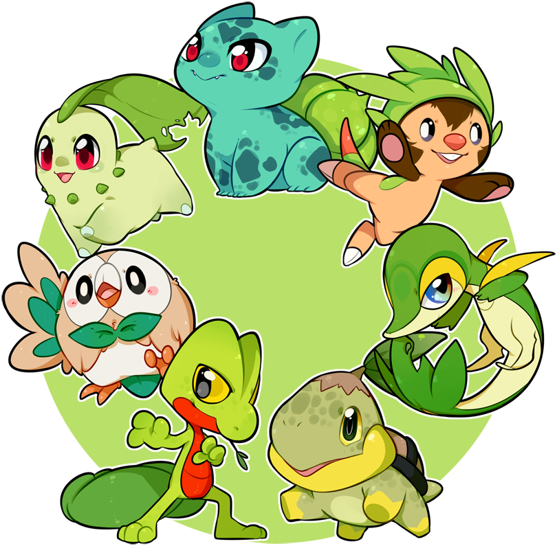 • Pokemon Charmander Bulbasaur Squirtle Piplup Chimchar - All Grass Type Pokemon Starters (810x795), Png Download