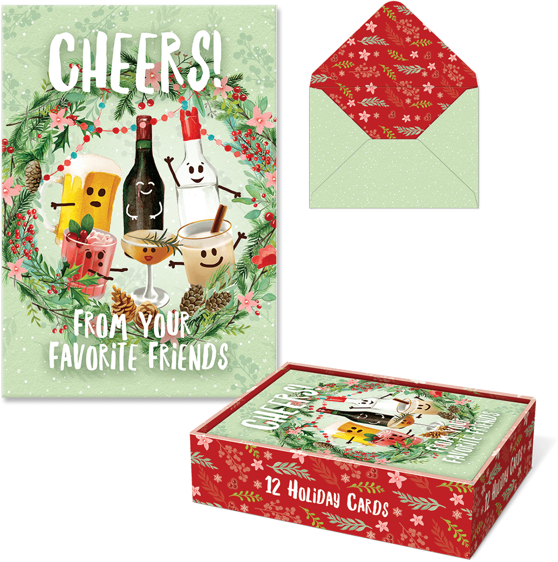 Cheers Drinks Holiday Boxed Cards - 'cheers Greeting Cards By Punch Studio - 'cheers (1200x1200), Png Download