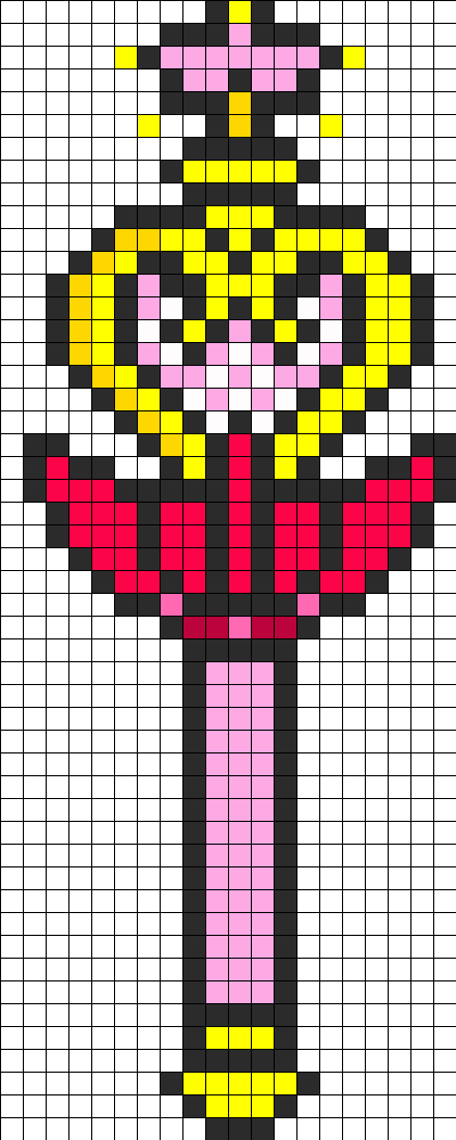 Sailor Mini Moon Wand Perler Bead Pattern Dessin Pixel, - Sailor Moon Perler Beads Wands (420x1050), Png Download
