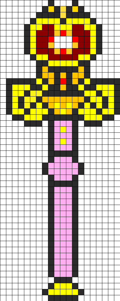 Sailor Moon Heart Wand Perler Bead Pattern / Bead Sprite - Sailor Moon Perler Wand (420x1050), Png Download