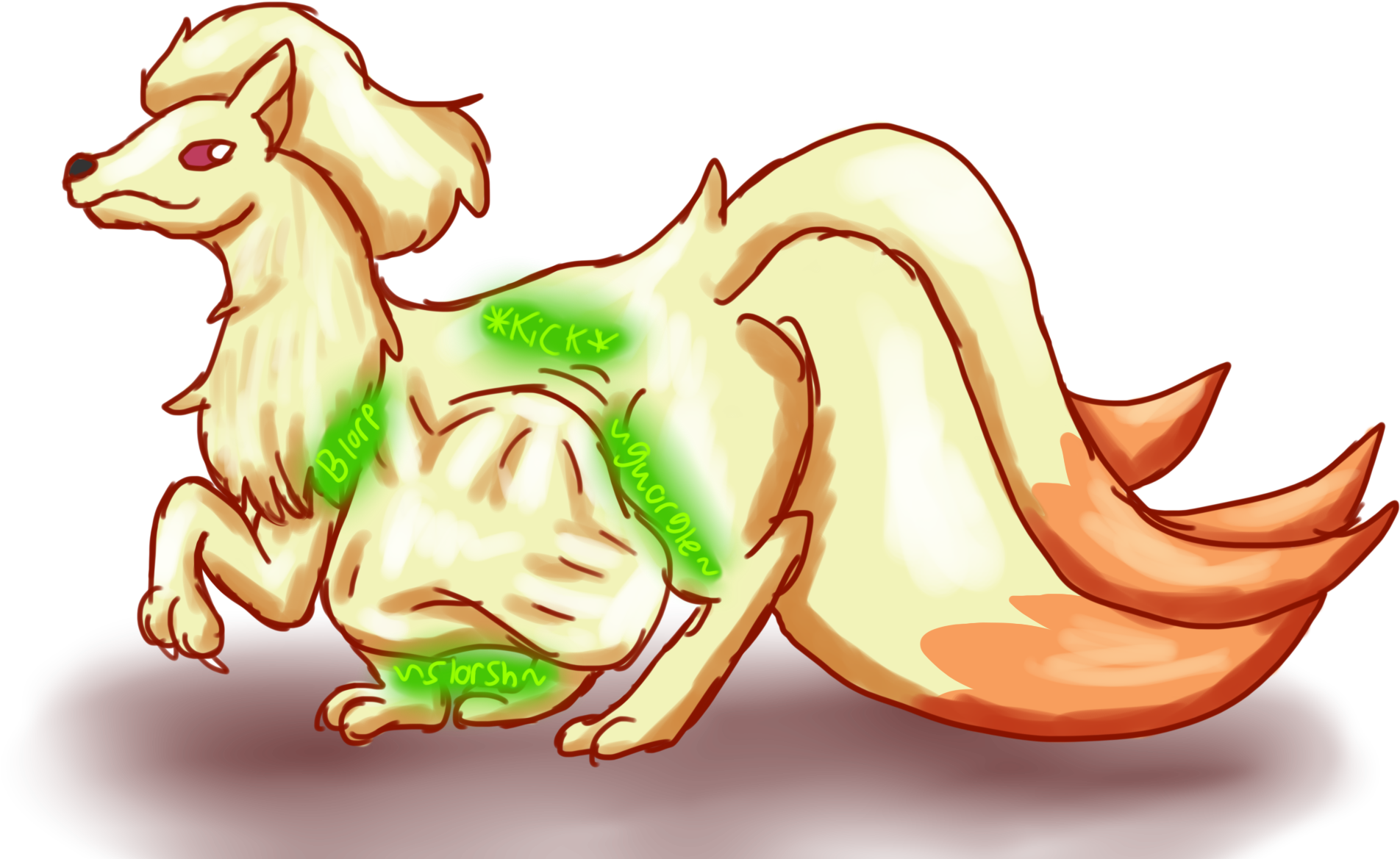 Ninetails - Cartoon (1993x1273), Png Download