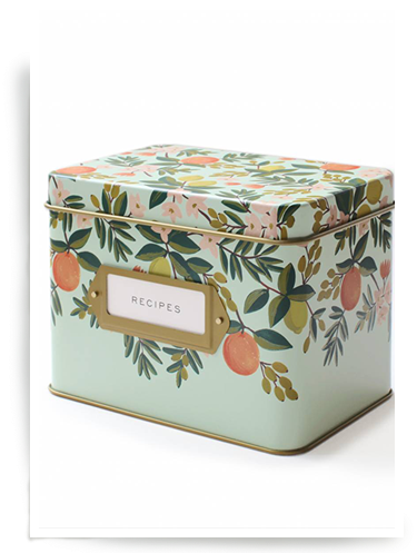 Citrus Floral Tin Recipe Card Box - Rifle Paper Co Recipe Box (400x510), Png Download