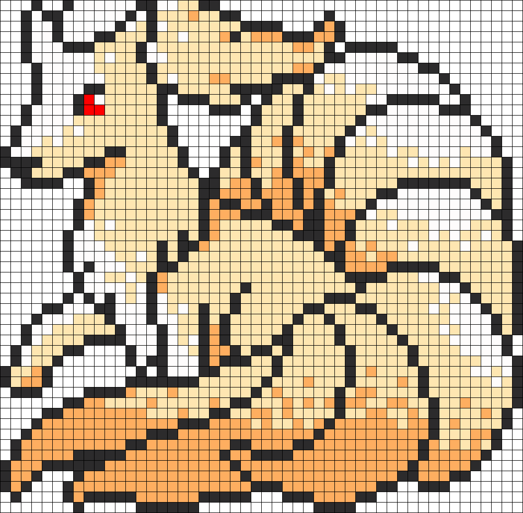 Pokemon Ninetails Perler Large Perler Bead Pattern - Big Perler Bead Pokemon Patterns (1051x1030), Png Download