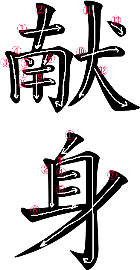 Kenshin V Stroke - Defense In Japanese Kanji (500x966), Png Download