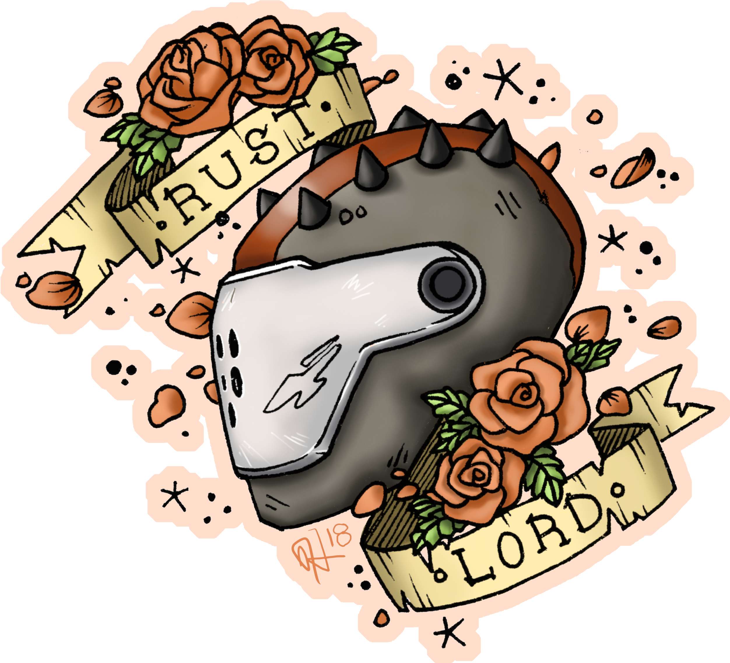 Rust Lord Helmet Tattoo Flash [creative]creative - Rust Lord Tattoo (3550x2800), Png Download