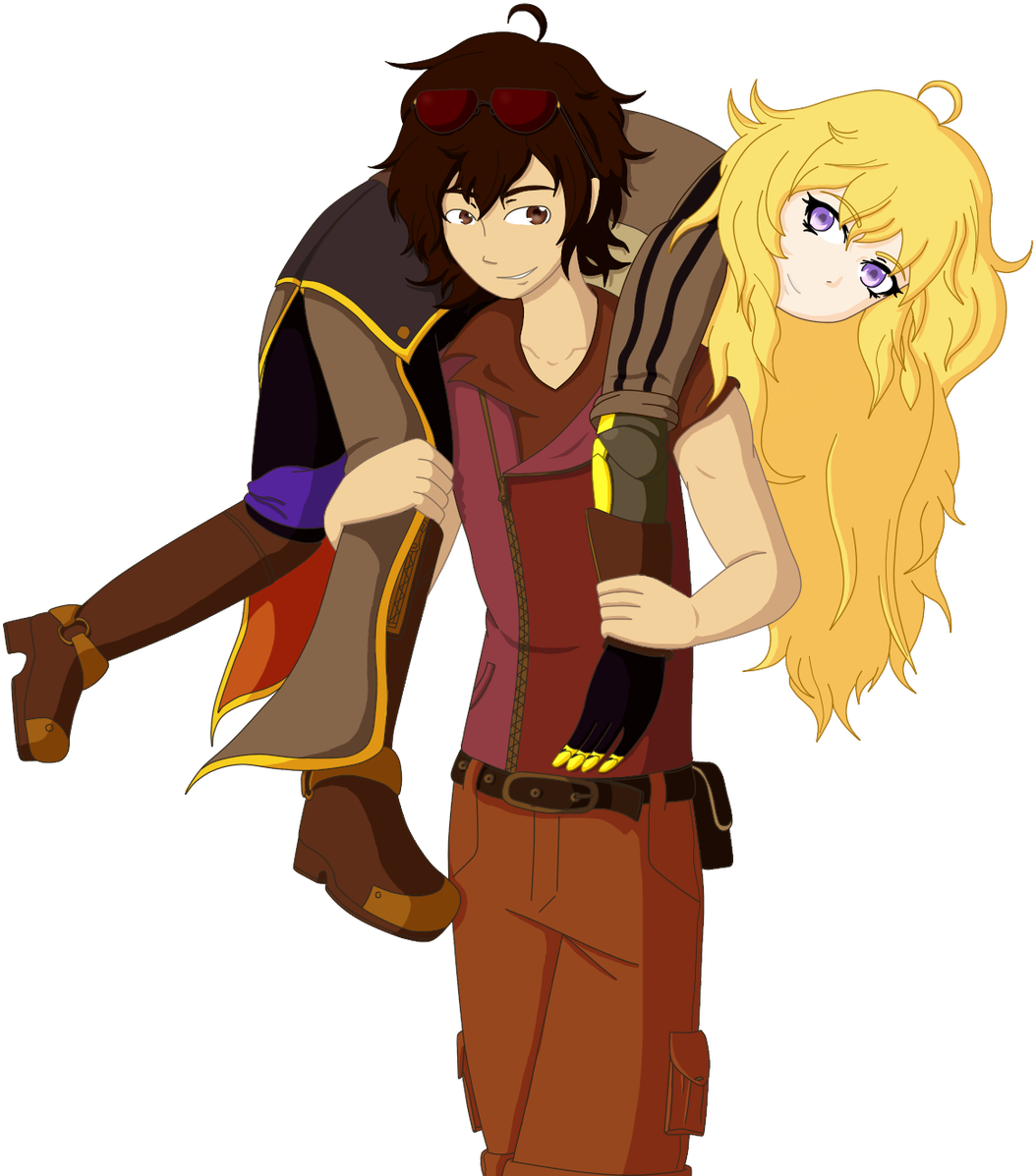 Aka Colored That Picture Of Rwby @chuggaaconroy Carrying - Fireman Carry Anime (1139x1200), Png Download