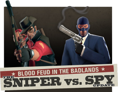 Sniper Vs Spy Titlecard - Team Fortress 2 Sniper Vs Spy (400x312), Png Download