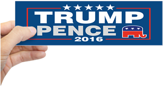 Trump Pence 2016 Bumper Bumper Sticker - Clinton Kaine 2016 Bumper Sticker (350x350), Png Download