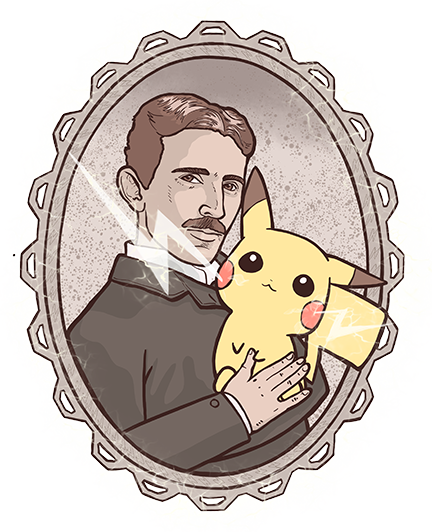 Nikola Tesla With Pikachu - Pikachu (432x532), Png Download